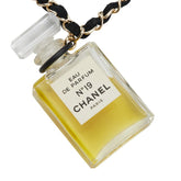 シャネル No19 香水 オードパルファム ネックレス ゴールド ブラック メッキ レザー レディース CHANEL 【中古】